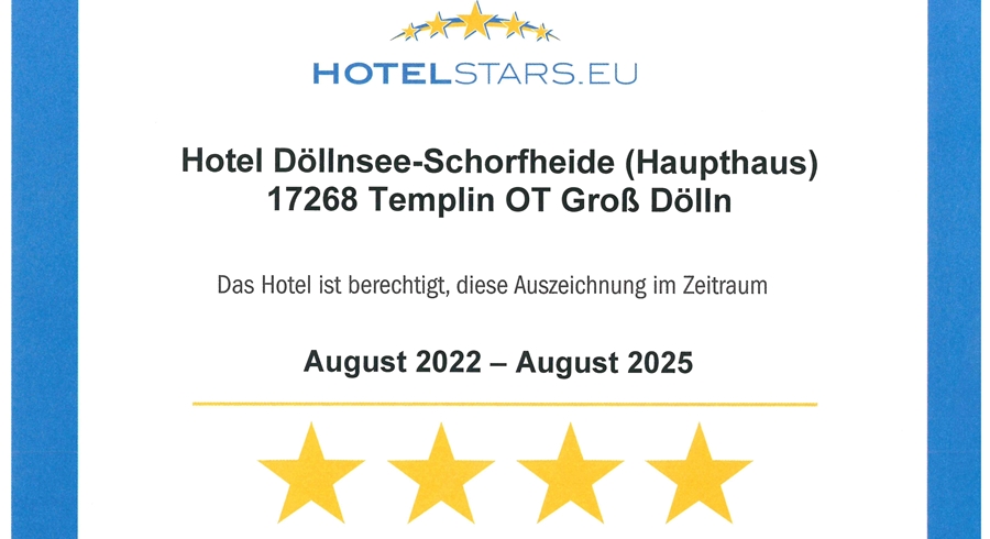 Auszeichnungen Hotel Döllnsee-Schorfheide - Familienhotel, Wellness-Hotel und Tagungshotel in Brandenburg bei Berlin